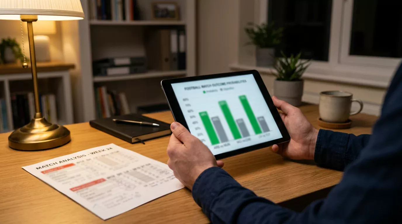 Analista revisando datos de probabilidad implícita y valor esperado en cuotas outright de la Champions League